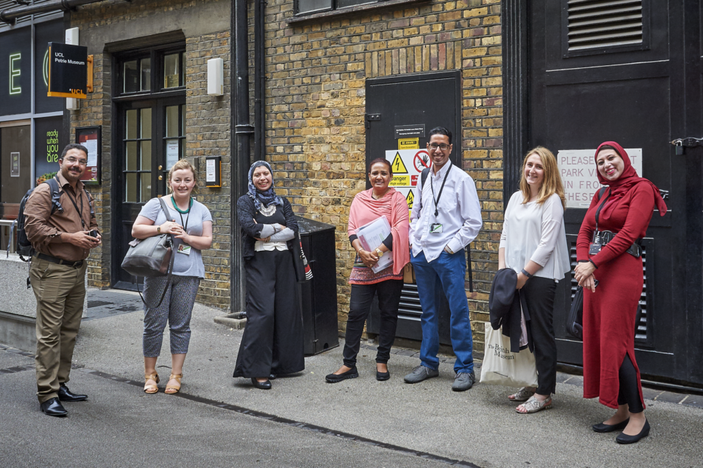 ITP fellows stand outside the Petrie Museum