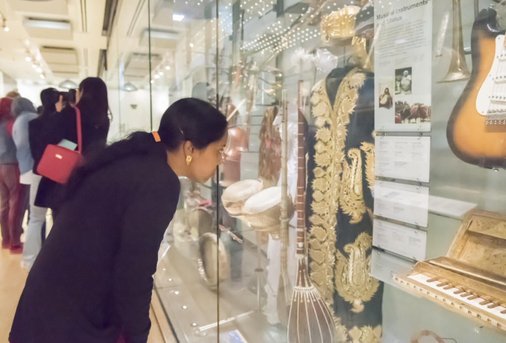 A person looks at a display at Horniman Museum