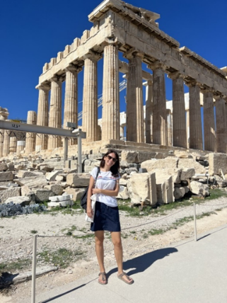Meltem standing in front of the Parthenon