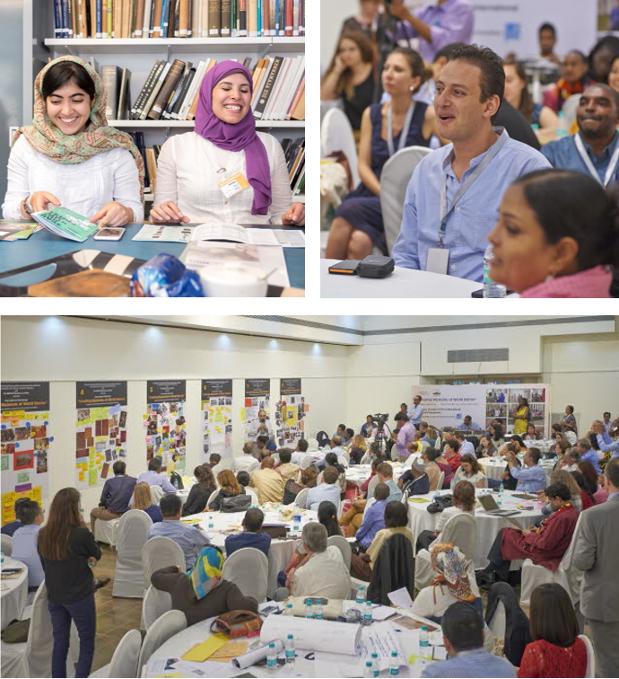 collage of images of people at a conference