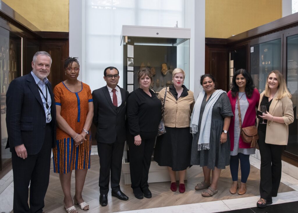 Hartwig Fischer, BM Director, pictured with Claire Messenger, ITP Manager, and previous ITP Fellows.