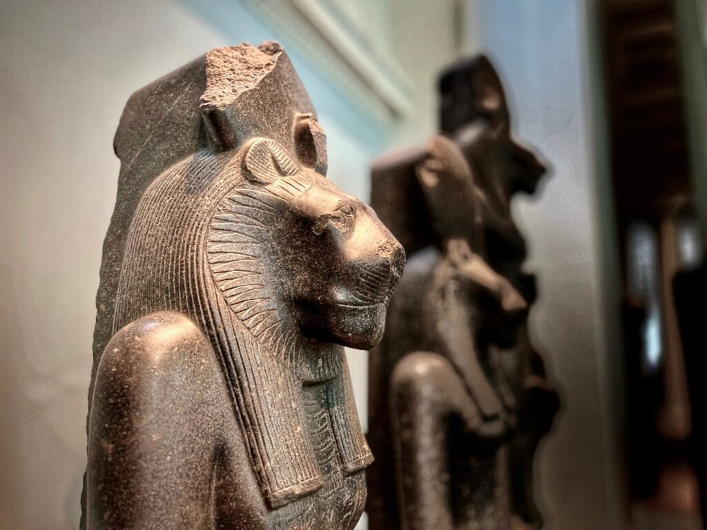 Sculpture of the Goddess Sekhmet on display at the British Museum.