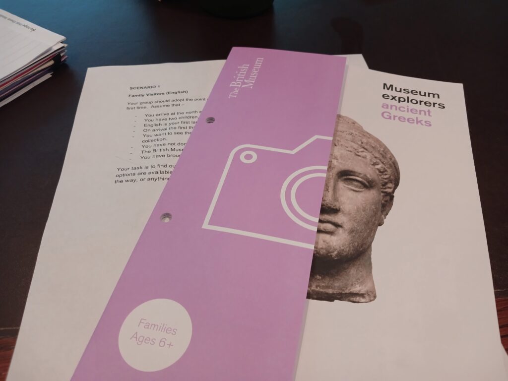 Photograph of the text instructions for the audience task.
