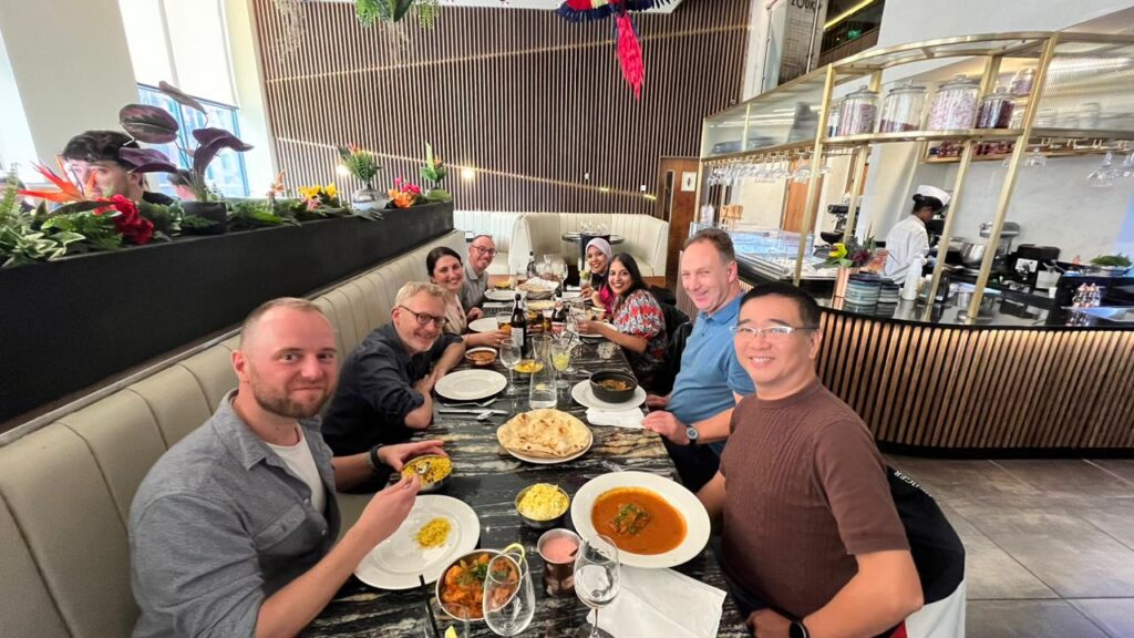 The 2023 ITP Manchester fellows pictured with Ronan Brindley, Campbell Price, and Steven Roper.