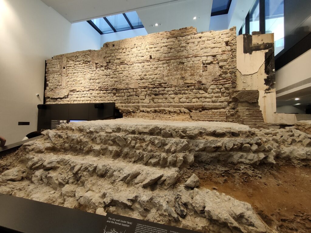Remnants of the Roman Wall at the Vine Street City Wall Museum.