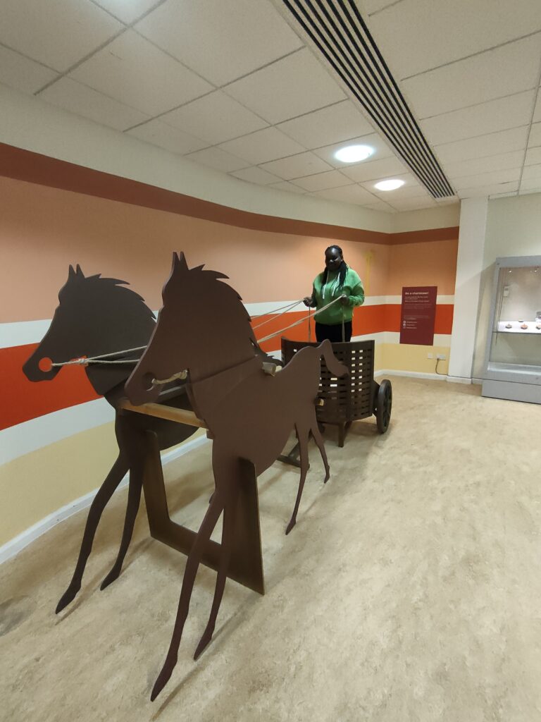 Rodah pictured on a mock chariot.