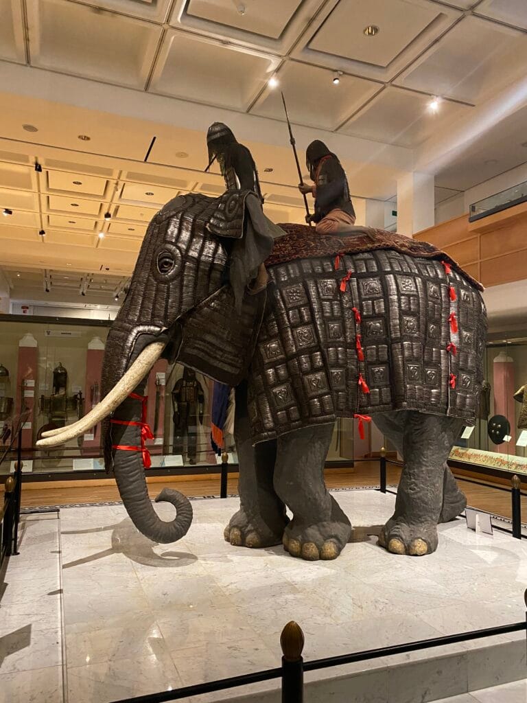 Photograph of an Indian War Elephant on display at the Royal Armouries in Leeds