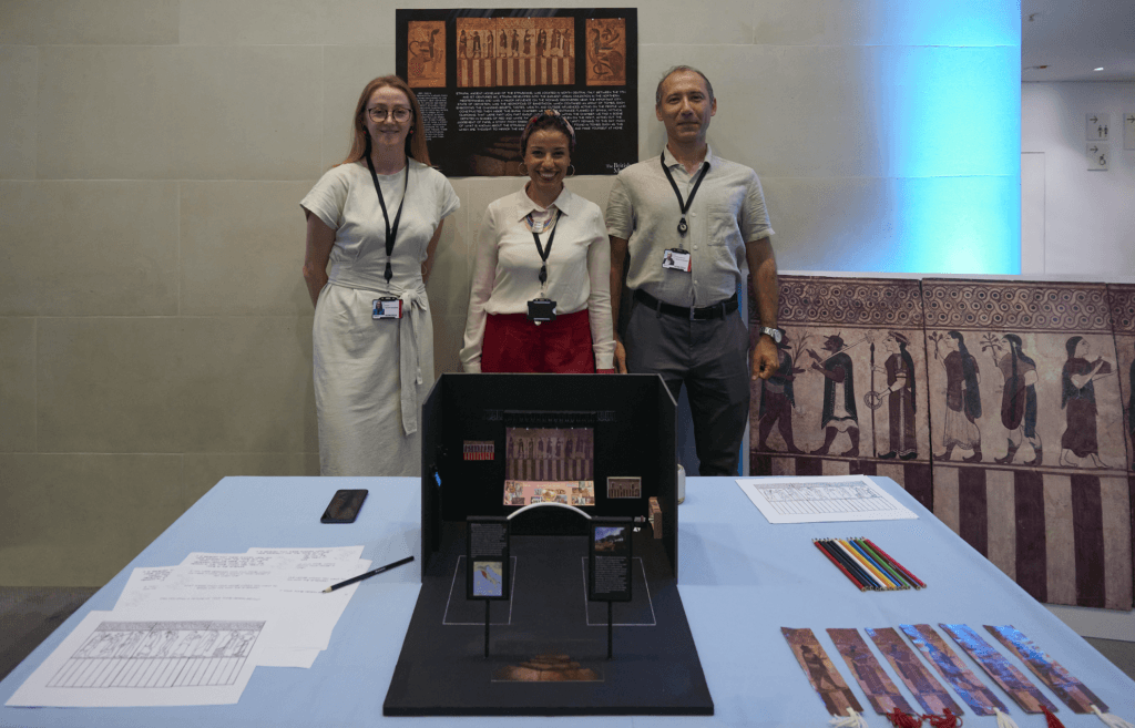Greece and Rome object in focus group standing with their project