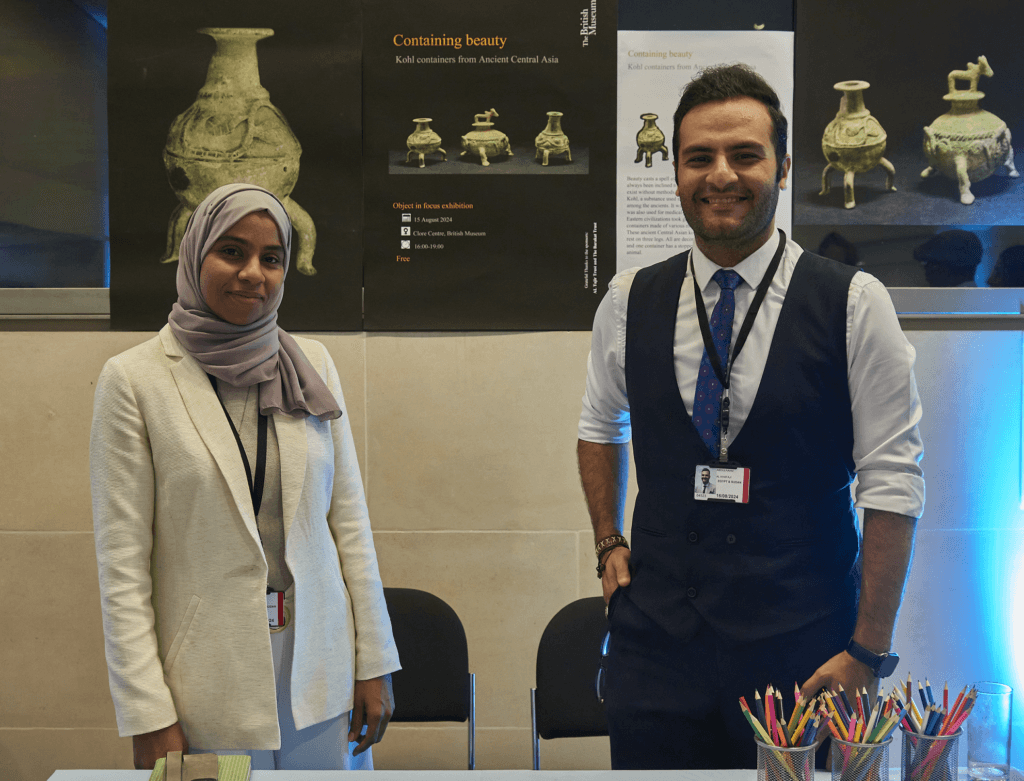 Middle East object in focus group standing with their project