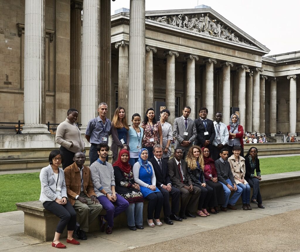 Photo of a group of people outside the British Museum
