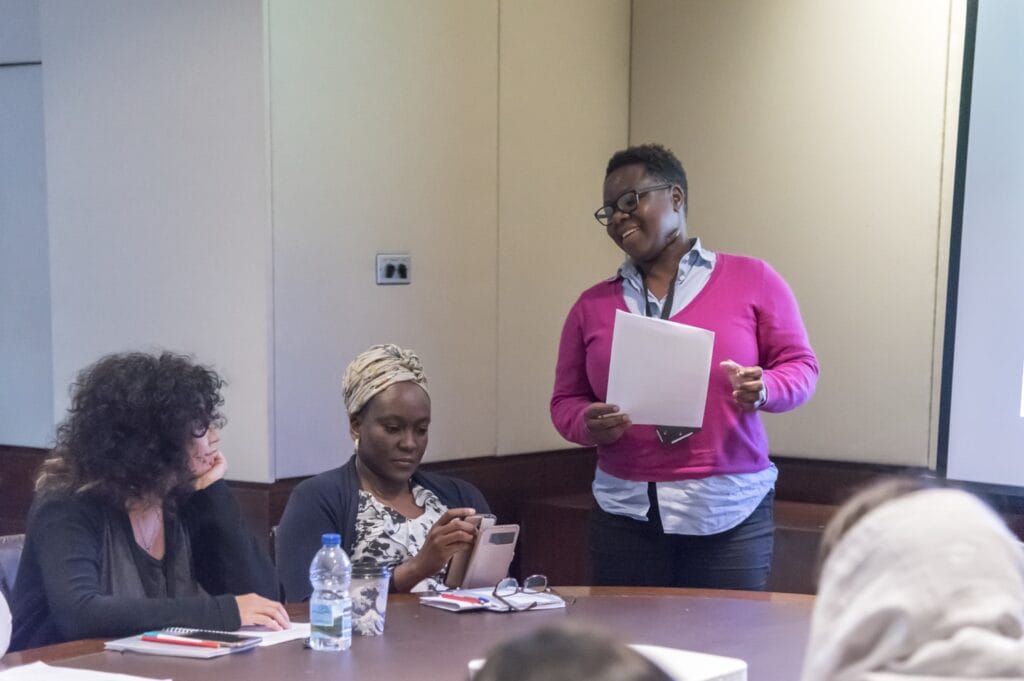 A woman stood up speaking.